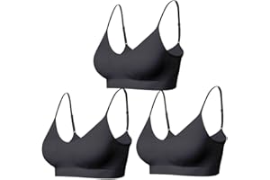 Comfyin Padded Bralette for Women Straps Sleep Bras Seamless Yoga Sport Bras 3 Pack