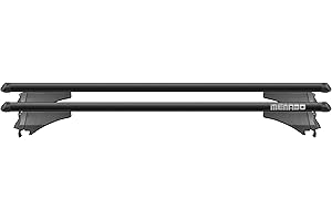 Menabo 000085900000 Tiger Black - Barra da tetto in alluminio, Per veicoli con rails, Nero