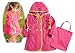Lovely Baby-Girls Princess Dress Raincoat Fashion Children Rainwear Deep Pink S