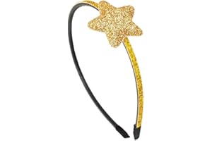 Righe e Pois - Cerchietto per capelli bambina cm 0,5 con stella bombata glitter cm 4 - Cerchietti per capelli bimba (confezione da 1 cerchietto capelli) 356-802 (Oro, Taglia unica - bambina)