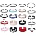 Produktbild 20 Stück Choker Halsketten Set Tattoo Gothic Spitze Choker Ketten Stretch Samt Classic, schwarz