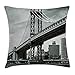 Produktbild FAFANIQ New York Throw Pillow Cushion Cover, Bridge of NYC Vintage East Hudson River Image USA Travel Top Place City Photo Art Print, Decorative Square Accent Pillow Case, 18 X 18 Inches, Grey