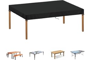 SIMPHAUS Outdoor Protective Cover for Glass Garden Table Covers Outdoor Table Cloth Waterproof Rectangle Garden Table Top Cover Patio Furniture Covers Windproof Anti UV 420D Oxford Fabric 160x80x15cm