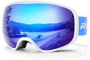 RIOROO Maschera da Sci Bambino 3~14 Anni Occhiali da Sci Maschera Sci Bambino Occhiali Sci 100% Anti UV Anti Nebbia anti-vento antipolvere, OTG per Ragazzo Ragazza Sci Snowboard Sport Invernali