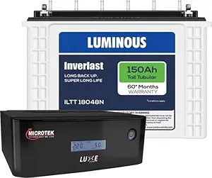 Microtek 18048N + Luxe SW 1200 (12V) Tubular Inverter Battery (150 AH)