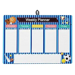 the rosette imprint magnetic weekly planner for kids / teenagers (erasable)(sports 2 design)-Blue