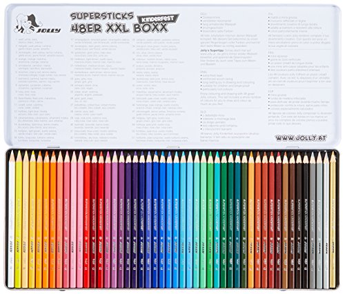 JOLLY Buntstifte Supersticks Kinderfest XXL Box, 48 Stifte in Metalletui, 3000-0494 - 2