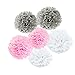 Produktbild Daily Mall Mixed DIY Papier Blumen Papier Pompom 18er 20cm/25cm PomPoms Zum Aufhängen Seidenpapier schöne Dekor für Geburtstag Hochzeitsfest Basteln Babyshower Dekoration Feier Party Baby-Duschen Brautduschen Wohnungdeko (Weiß-Pink-Grau)