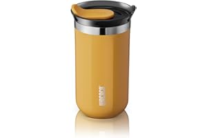 WACACO Octaroma Lungo Mug Isotherme Café, 10 fl oz(300ml), Mug de Voyage en Acier Inoxydable à Double Paroi avec Couvercle à Boire, Jaune