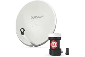 DUR-line MDA 60 Hellgrau - Digiatale 1 Teilnehmer Satellitenschüssel Komplett-Anlage mit +Ultra Single - LNB [Camping, Astra 19,2°, DVB-S/S2, Full HD, 4K, 3D]