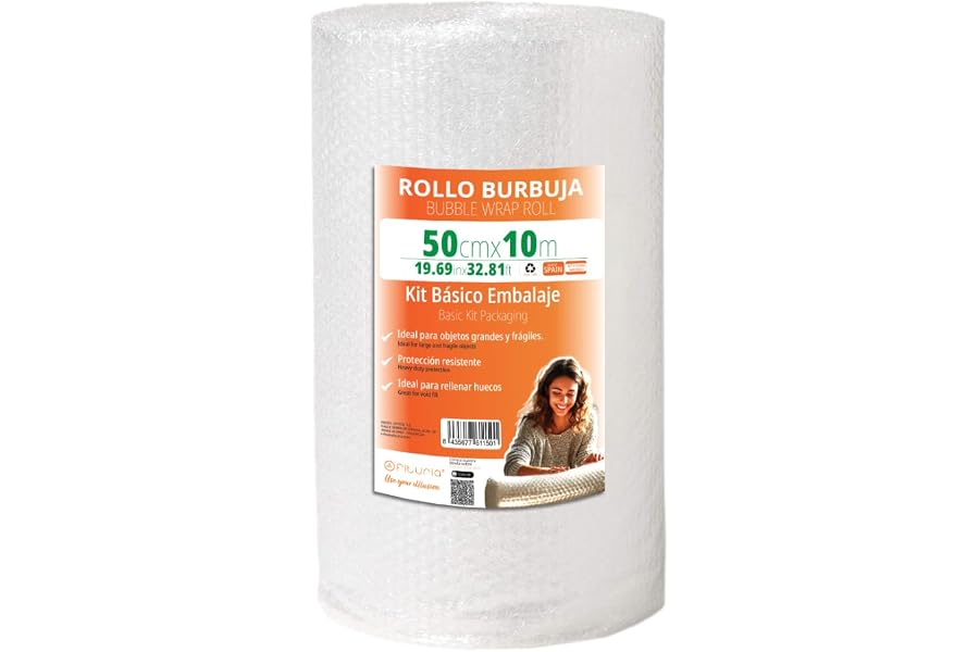 OFITURIA Papier Bulles Emballage 50cm x 10m – Kit de Base Rouleau Film Bulles Transparent pour Protection Colis – Papier Bull