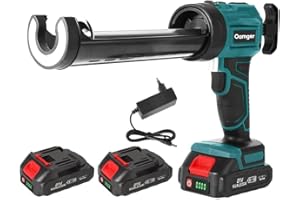 OAMGER Pistola de silicona eléctrica para Makita 18V, pistola de cartucho eléctrico de 2000 mAh, pistola de silicona con LED, 4 velocidades, pistola de juntas eléctricas de 300 ml para sellar, sellado (2