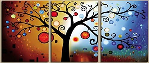 OBELLA New Top Wall Art Canvas Prints 3 Pieces || Colorful Money Tree || Modern Contemporary Posters Oil Paintings Prints and Pictures Wall Art Prints on Canvas Painting for Home Wall Decor-Frameless