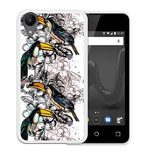 WoowCase Funda Wiko Sunny 2   Wiko Sunny 2   Funda Silicona Gel Flexible Tucanes Y Flores Tropicales  Carcasa Case TPU Silicona - Transparente