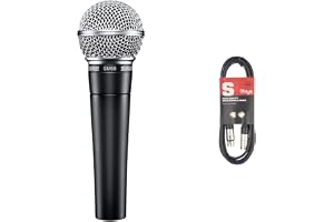 Shure SM58SE kardioid dynamisk vokalmikrofon med på/av-brytare, pneumatisk chockmontering, sfärisk nätgaller med inbyggt popfilter, (SM58S) & Stagg 3M högkvalitativ XLR till XLR -pluggmikrofonkabel