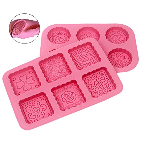 JUSLIN rund und quadratisch, 6-cavity Silikon Seife Form Kuchen Schimmel Schokolade Form - 4