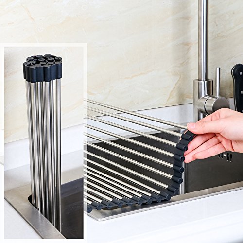Lifewit 52 x 34cm Rollmatte Abtropfgitter Abtropfgestell Spülenzubehör Mehrzweck Abtropfschale Abtropfauflage Spülenauflage - 5