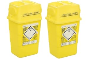 WHITE HINGE 2X 1l Medical Sharps Bins - Disposable Syringe/Needle Biohazard Tubs