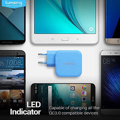 Lusimg USB Ladegerät QC 3.0 18W Ladeadapter Charger für iPhone 7 / 7 Plus / 6S / 6 Plus / iPad / iPod / Samsung Galaxy / HTC und Smartphone Tablet Blau - 4