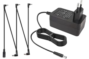 ANKS 9Volt 1500mA Alimentazione 9V 1.5A Adattatore di Alimentazione Centro Negativo per BOSS Zoom Chitarra Multi Effetti Pedale per Casio Donner Pianoforte Tastiera con Cavo 5 Way Daisy Chain Cord Anti-Hum