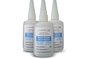 Cyanboard - Adesivo istantaneo di cianoacrilato, media viscosità, 50 g, 3 pezzi Colla multimateriali, per modellismo, plastici e riparazioni.