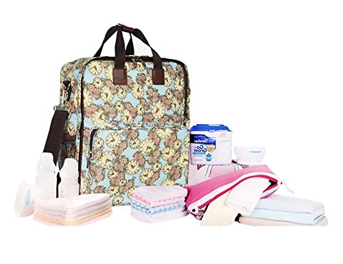 Bebamour Floral Nappy Changing Backpack Classical Diaper Bag (clock)
