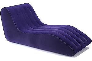 ZIKO Inflatable Sofa Air Chair, Portable Leisure Lounger S-Shaped Flocking Lazy Couch for Indoor Living Room Bedroom, Outdoor Folding Blow Up Bed Backyard Garden Beach, Blue