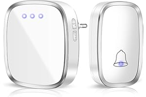 Hospaop Campanello senza fili per porta a 300 metri di portata, campanello senza fili impermeabile con LED Flash 36 suonerie 4 livelli di volume per casa, ufficio, Magas