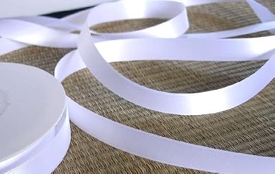 Satin 15mm Ruban de satin blanc 25 m x 15 mm Ruban pour décoration et cadeau