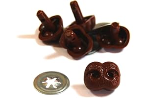 celloexpress Pack of 5 - BROWN Animal Noses 15mm Metal Backs - Teddy Bear & Soft Toy Making Detailed Noses