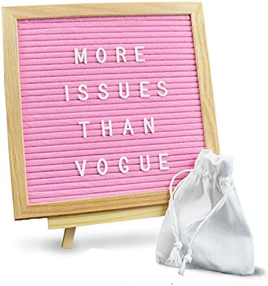 Felt Letter Board 10x10 Inches ,Changeable Square Letter Board Include 290 Changeable White Letters, Vintage Oak Wood Frame, Oak Wood Display Stand, Letter Storage Bag, Mounting Hook, Letter Pruner