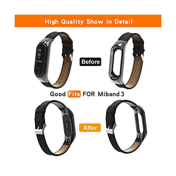 Correa de Repuesto para Xiaomi Mi Band 3, Diseño de Moda Mi band 3 Correas Leather Con Metal Case Banda de Repuesto Correa de Recambio Brazalete Extensibles - Imagen 9