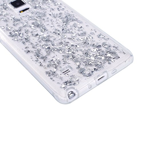 Galaxy Note 4 Hülle,Ukayfe für Samsung Galaxy Note 4 TPU Silikon Handy Hülle Schutzhülle Durchsichtig,Bling Glitzer Sparkle Strass Crystal Clear Case für Samsung Galaxy Note 4,Ultradünnen Weich Silikon Kratzfest Bumper Soft Rückseite Abdeckung Cover Tasche für Samsung Galaxy Note 4 (Silber) - 2