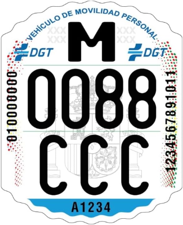 Matrícula Patinete Eléctrico VMP Adhesiva Oficial Homologada