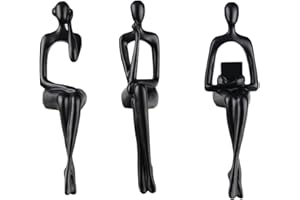 SHENGTIAN Scultura Seduta del Pensatore - Elemento Decorativo in Stile Minimalista con Finitura Nera per Casa, Ufficio e Scaffali. Perfetta per l'Arredamento di Ambienti Familiari (nero)