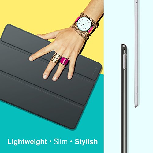 MoKo Hülle für Neu iPad Pro 12.9 2017 – PU Leder Tasche Schutzhülle Schale Smart Case mit Translucent Rücken Deckel, mit Auto Schlaf / Wach Funktion und Stanfunktion für Apple New iPad Pro 12.9 Zoll 2017 Tablet, Space Grau - 6