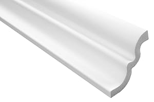 MARBET DESIGN Moulure en Stuc Professionnel Dur Blanc Lisse Marbet 62x62mm E-21 - blanc, 20 Meter / 10 Bandes