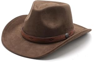 Aegistus Cowboy Hat for Women and Men, Western Suede Hat Panama Hats Cowboy & Cowgirl Hats Felt Wide Brim Women Men Fedora Hat Brown