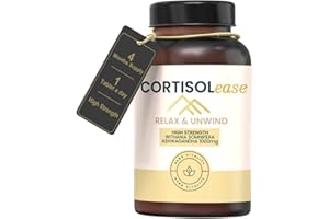 CortisolEase, Cortisol Reducing Supplement with 1000 mg Ashwagandha, 120 Tablets to Lower Stress & Anxiety, Balance Adrenal Hormones, Detox and Reduce Fatigue, HERA Vitality