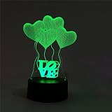 Conwea 3D Tisch Licht Lampe 3D optische Illusion Liebe Modell Nacht 7 Farbe ändern USB Touch Button LED Tisch Tisch Lampe Lampe - 2