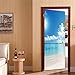 Produktbild Removable Door Sticker Beach Wave Blue Sky White Cloud Waterproof Living Room Bedroom Door 3D Wallpaper Self Adhesive Wall Decal 77x200cm