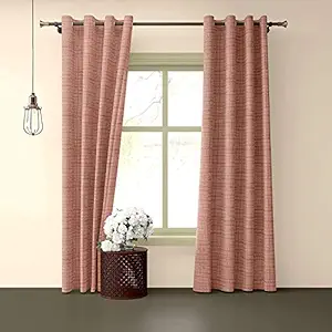 Amazon Brand - Umi. 2 Piece Abstract Semi-Blackout Eyelet Polyester Door Curtain - 7.5ft (90 inch), Peach
