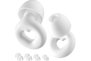 NEUTYPECHIC Silikonowe zatyczki do uszu do spania, wielokrotnego użytku, zatyczki do spania, koncentracja, podróże, z 8 gumkami w rozmiarach XS/S/M/L (białe, średnie)