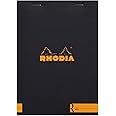 RHODIA 162012C - Stapled Notepad "Le R" No. 16 Black - A5 - Lined - 70 Detachable Sheets - Ivory Clairefontaine Paper 90 g/m - Velvety Touch Cover - Basics