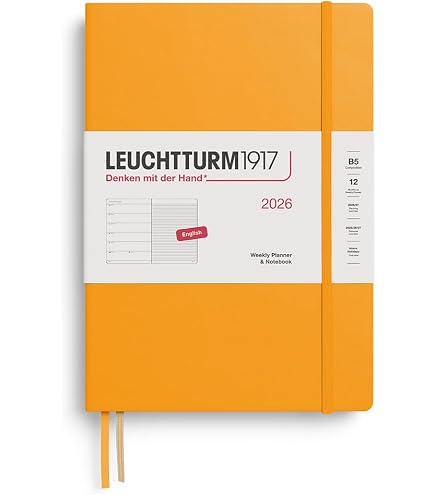 Agenda Semainier LEUCHTTURM1917 2026 Format Poche (9x15 Cm) - Semaine + Pages Notes, Couverture Souple, élastique - En Allemand