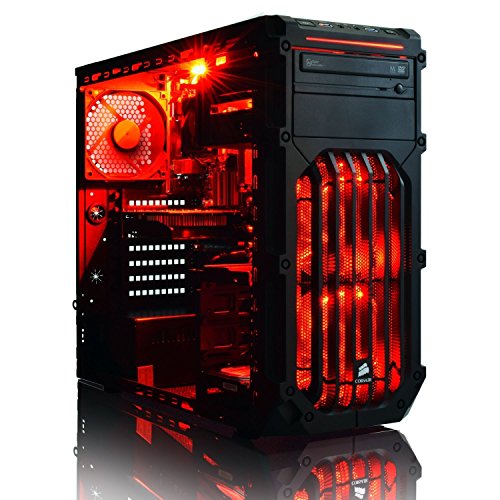 ADMI ULTRA GAMING PC With Monitor, Keyboard, Mouse & Headset - AMD FX-6350 High Spec Red LED Home, Family, Multimedia Desktop Gaming Computer with Platinum Warranty: Powerful Six Core 4.20GHz Turbo CPU, NVIDIA GTX 1050 2GB HDMI Graphics Card, 8GB 1600MHz DDR3 RAM, 1TB Hard Drive Storage, HDMI Output 1080p, High Speed USB 3.0, 150Mbps WiFi included, Pre-Installed with Windows 10 - Including Gaming Keyboard, Mouse, Headset & 21.5 Inch Monitor