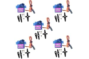 SPARKLEIOT SG92R Lot de 5 micro servomoteurs 9 g Angle contrôlable de 180 degrés pour modèle d'avion télécommandé, 180 degrés lorsque PWM 500-2500usec, 90 degrés lorsque PWM 1000-2000usec