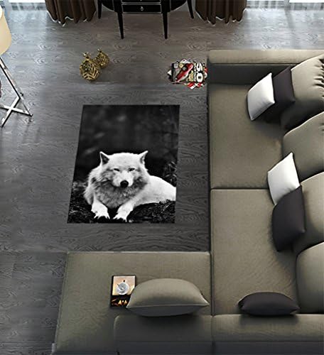 Custom Wolves White Wolf Animals,Area Rug Dining Room Home Bedroom Carpet Floor Mat 2'7" x 1'8"