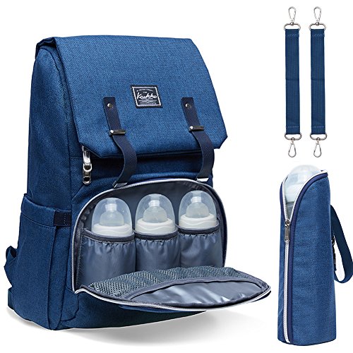 Preisvergleich Produktbild Baby Wickelrucksack Wickeltasche KAUKKO Multifunktional Mama Rucksäcke Große Kapazität Babytasche Passform für Kinderwage (Blau)