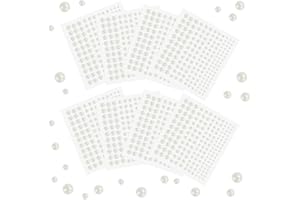 THATSRAD 1650 Stück Halbperlen Selbstklebend Halbrunde Perlen Cremeweiß Flache Rücken Perlen zum Basteln Dekoperlen für Kleidung Schmuckherstellung DIY Hochzeiten Geldbörse Handy Weiß 3/4/5/6mm